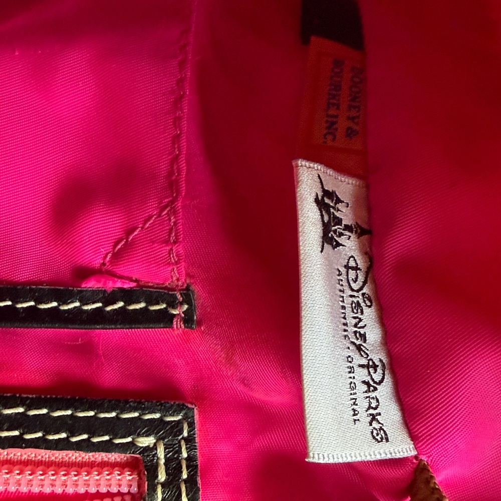 Dooney & Bourke Black & White Stripe Mickey Mouse Tote with Pink Hearts - Picture 4 of 10
